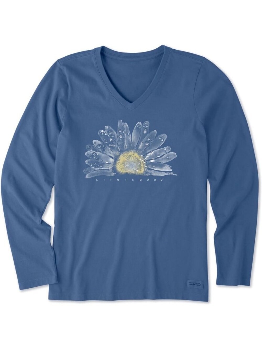 Women's Long Sleeve Graphic Tee, Cotton Crusher Shirt, Watercolor Daisy Design